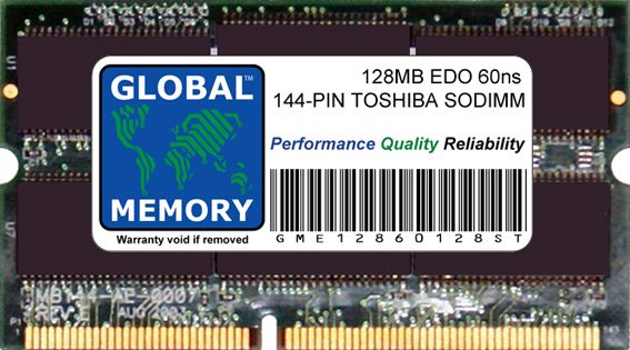 128MB EDO 60ns 144-PIN LOW PROFILE SODIMM MEMORY RAM FOR TOSHIBA LAPTOPS/NOTEBOOKS 128MB EDO 60ns 144-PIN LOW PROFILE SODIMM MEMORY RAM FOR TOSHIBA LAPTOPS/NOTEBOOKS